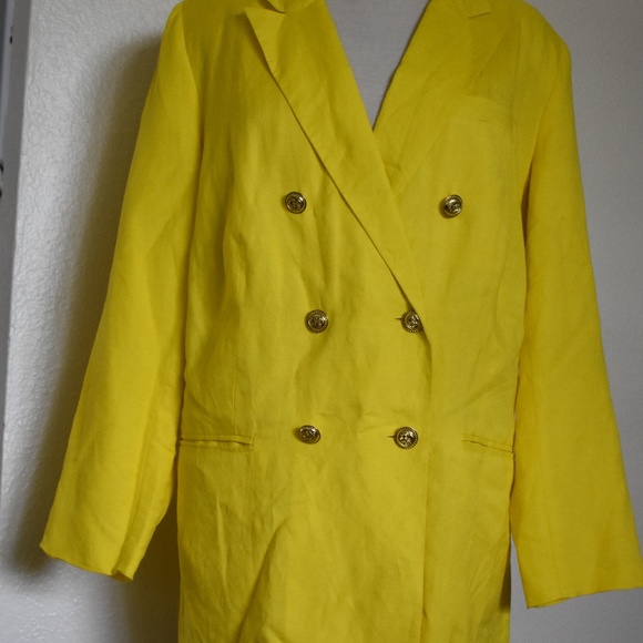 Jessica London Jackets & Blazers - Jessica London Yellow Linen Blend Blazer